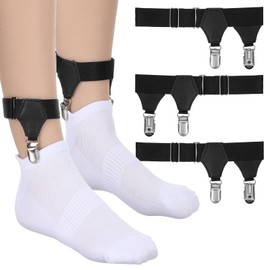 Classicseali Pack of 4 Men's Sock Holders, Adjustable Elastic Garters with Non-Slip Clip, Uniform Socks, Garters for Business, Weddings