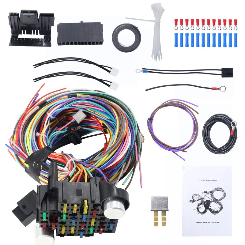 u.s.eliteautoparts 21 Circuit Wiring Harness For Chevy Ford Hotrods Universal