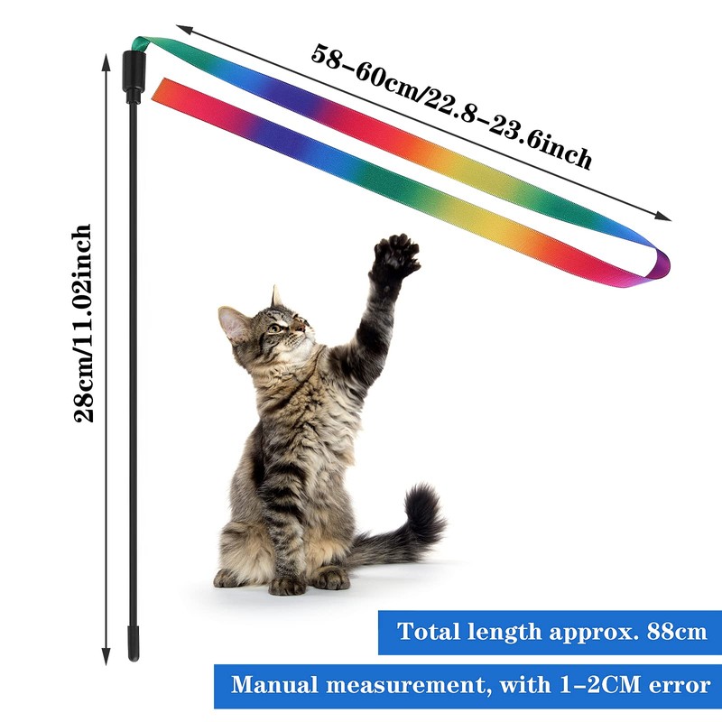 cobee Cat Interactive Wand, Cat Rainbow Wand Toys Cat Wand