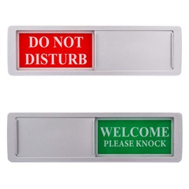 Privacy Sign - Do Not Disturb / Welcome Sign for Home Office Restroom Conference Hotel Hospital, Easy to Read Non-Scratch Magnetic Slider Door Indicator Sign with Clear, Bold & Colored Text - Silver