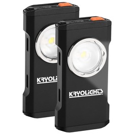 KryoLights Camping-Taschenlampe: 2er-Set Mini-LED-Taschenlampen, 7 Leucht-Modi, 300 Lumen, IP44, Akku (LED-Clip-Taschenlampe, LED Taschenlampe aufladbar USB C)
