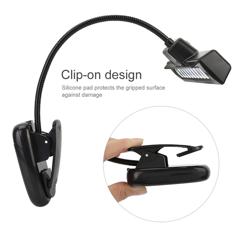 Portable Orchestra Music Stand Light Flexible Neck Clip On USB