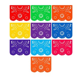 Fiesta Decorations Plastic Papel Picado 10x10-16 Feet Long (10 Pack) by Ole Rico