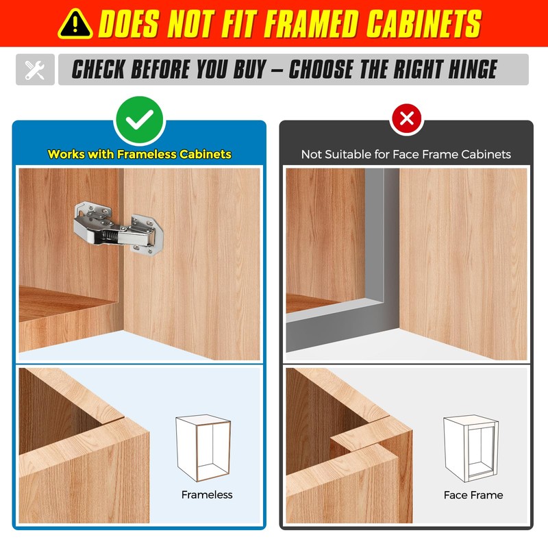 Ravinte 4 Pack Soft Close Hidden Hinges Surface Mount Kitchen