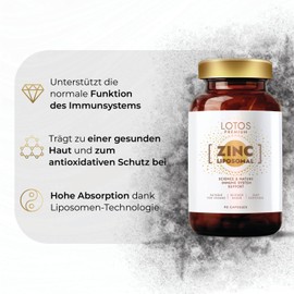 Zinc Capsules High Dose 20 mg - Liposomal Zinc with High Bioavailability - For Skin Hair Nails & Immune System - Vegan - 90 Capsules Pack of 2 - GMP Quality