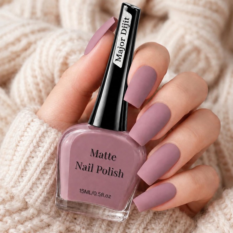 Major Dijit Matte Rosy Brown Nail Polish, Velvet Flat Finish,
