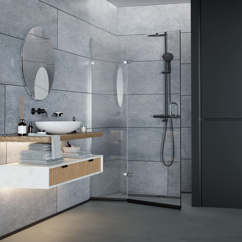 BAUHANDEL24-80 cm Shower Seal Black for Glass Thickness 6 mm