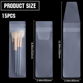 GORGECRAFT 15Pcs EVA Make Up Brush Guard Protectors Cosmetic Makeup Brush Pen Shaper Case Cover Organizer Portable Bags Storage for Women Ladies Travel Handbag Supplies White 21.2x6.2cm