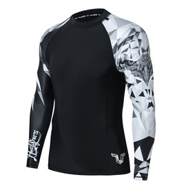 HUGE SPORTS Wildling Series UV Protection Quick Dry Compression Rash Guard (Eagle,2XL)