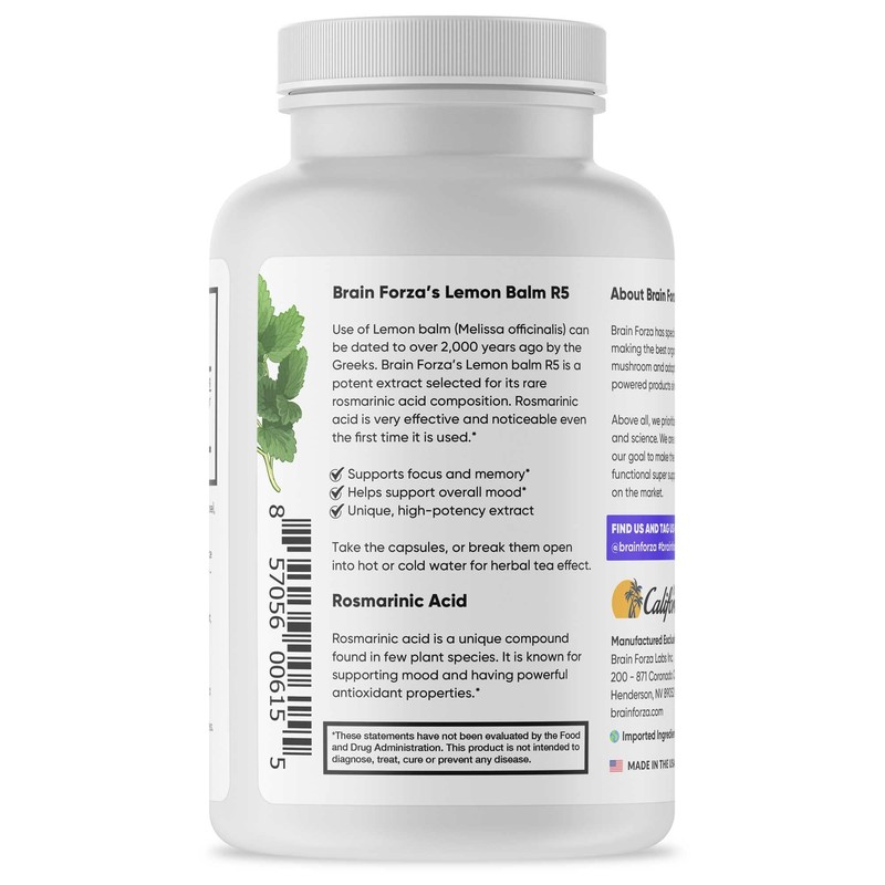 Brain Forza Lemon Balm R5 Extract Capsules - Standardized Extract