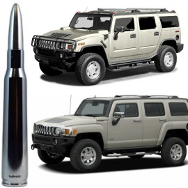 VMS RACING Chrome with Silver Tip Bullet Antenna for Hummer H2 and H3 Billet Aluminum