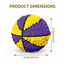 800 PCS Basketball Building Blocks, Mini Bricks Set, Adult Construction Toy, for Gift Giving, Office Decoration, Home Display, and Stress Relief Activity (Purple & Yellow)