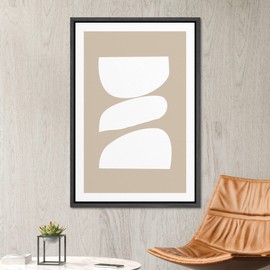 SIGNWIN Framed Canvas Print Wall Art Geometric Mid-Century White Blocks Abstract Shapes Illustrations Modern Art Decorative Contemporary Relax/Calm for Living Room, Bedroom, Office - 24"x36" Black