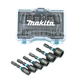 Makita Hexagonal Impact Socket Bit 0.27, 0.31, 0.47, 0.4, 0.47, 0.47, 0.47, 0.47, 0.47, 0.47, 0.45, 0.45, 0.55 inches (6, 7, 8, 10, 12, 13 mm) Set, Includes Magnet, 1/4 BLACK Series E-180