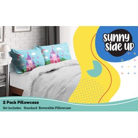 Sunny Side Up Magic Castle 2 Pack Reversible Pillowcases - Double Sided Pillow Covers, Kids Super Soft Princess Bedding