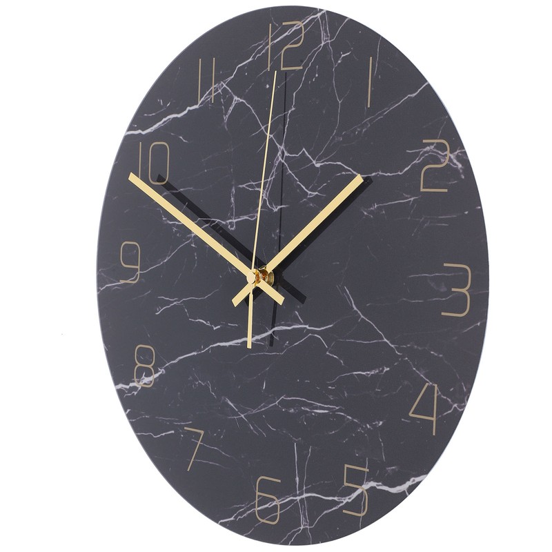 Wall Clock Nordic Decorative Marble Printing Mute Round Hanging Clock