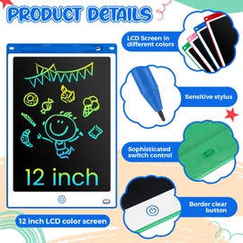 Epakh 4 Pcs 12 Inch LCD Writing Tablet Doodle Board for Kids Digital Erasable Drawing Pad with Colorful Screen Educational for 3-10 Years Old Girls Boys(White Border)