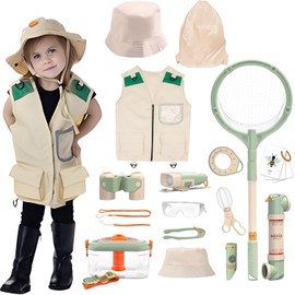 SAFONUS Kit de Explorador para Niños 14 en 1 – Juguetes Educativos con Disfraz de Aventurero, Lupa y Atrapa Insectos – Juguetes Didácticos para Niños y Niñas +3 Años