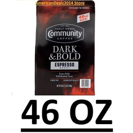Community Coffee Espresso Roast Ground Coffee, Dark and Bold 46 oz