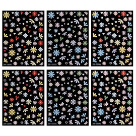 JMEOWIO 6 Sheets 3D Embossed Flower Nail Art Stickers Decals Self-Adhesive 5D Spring Summer Floral Nail Supplies Nail Art Design Decoration Accessories
