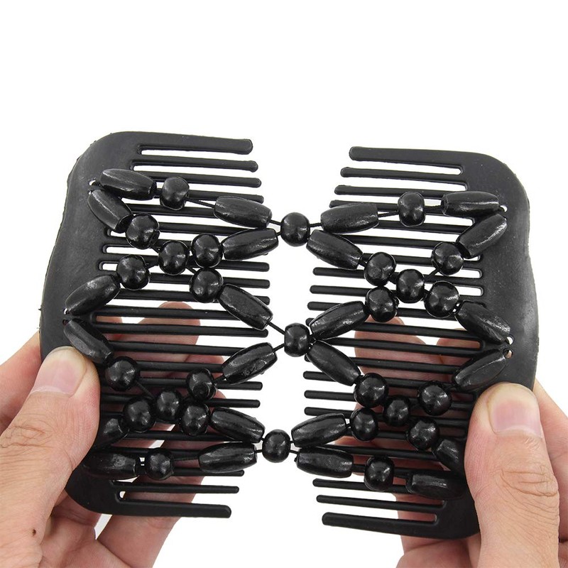Yeshan Magic Hair Side Combs for Women Wood Beaded Stretch