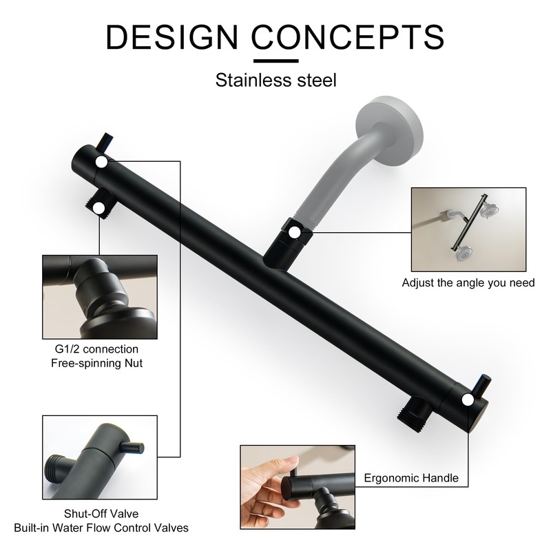 Beiyi Dual Shower Head Adapter Build-in Shut Off Valve for