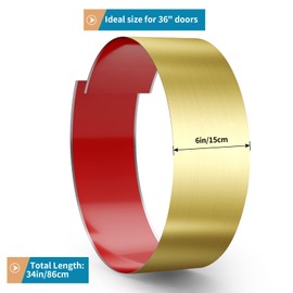 Sanbege Stainless Steel Door Kick Plate, 6" x 34" Door Push Plate, Self Adhesive Kickplate for 36" Doors Interior or Exterior (Brushed Gold)