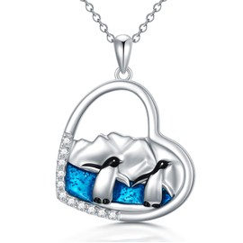 Collar con colgante de pingüino de plata de ley 925, diseño de pingüino antártico, regalo para mujeres