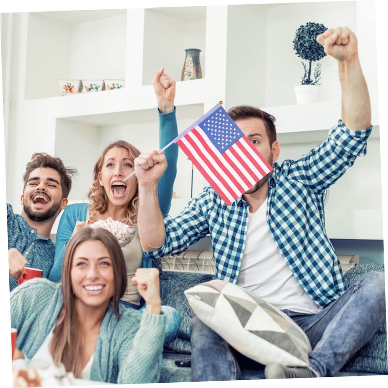 CAXUSD 25pcs Mini Flags Usa American Hand Held Flags Polyester