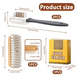 Suede Shoe Brush, 2 4-Sided Shoe Brushes, 1 Suede Brush and 1 Eraser, Suede & Nubuck Brushes, The Shoe Brush for Suede Care