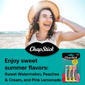 ChapStick Lip Balm, I Love Summer Collection, Variety 3-Pack – Sweet Watermelon, Peaches & Cream, Pink Lemonade, Moisturizing Lip Care, 0.15 Oz Ea