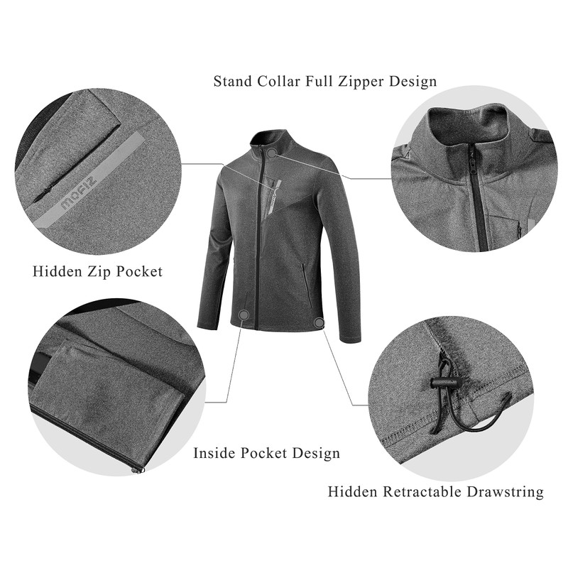 MoFiz Mens Activewear Full Zip Sweatsuit Long Sleeve Warm Sports