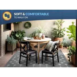 Outdoor Rug Set,Waterproof Grey Patio Rug,6x9 Feet,Front Porch Decor and Camping