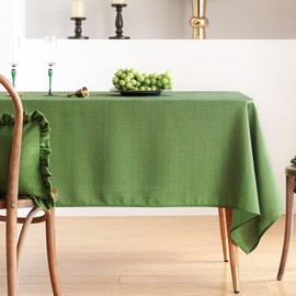 ISAENNE Green Tablecloth for Rectangle Tables,Linen Table Cloth Solid Color Plain Simplicity,Heavy Durable Table Cover for Dining Kitchen Decor Party Banquet,55"*79"