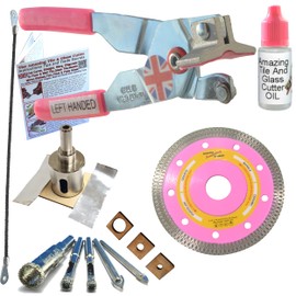 Tile Cutter Hand Tool Kit 3 Left Handed Porcelain Drill Bits Ceramic Tile Drills Diamond Hole Saw for Tile Carbide Hacksaw Blade for Notches in Tile Diamond Tile Grinder Blade For Box Cuts and Corners