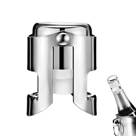 Champagne Stoppers with Stainless Steel, Sparkling Wine Stoppers with Food Grade Silicone Leak Proof, Suitable for Champagne, Cava, Prosecco, Sparkling Wine (1Pack)