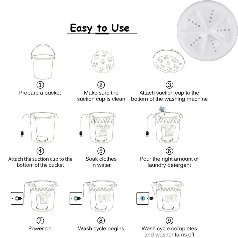 Ultrasonic Mini Washing Machine - USB-Powered Portable Turbine Washer with