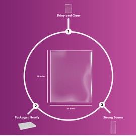 Purple Q Crafts Shrink Wrap Basket Bags 10 Pack For Gift Baskets Clear cellophane PVC Shrink Bags 24"X 30"