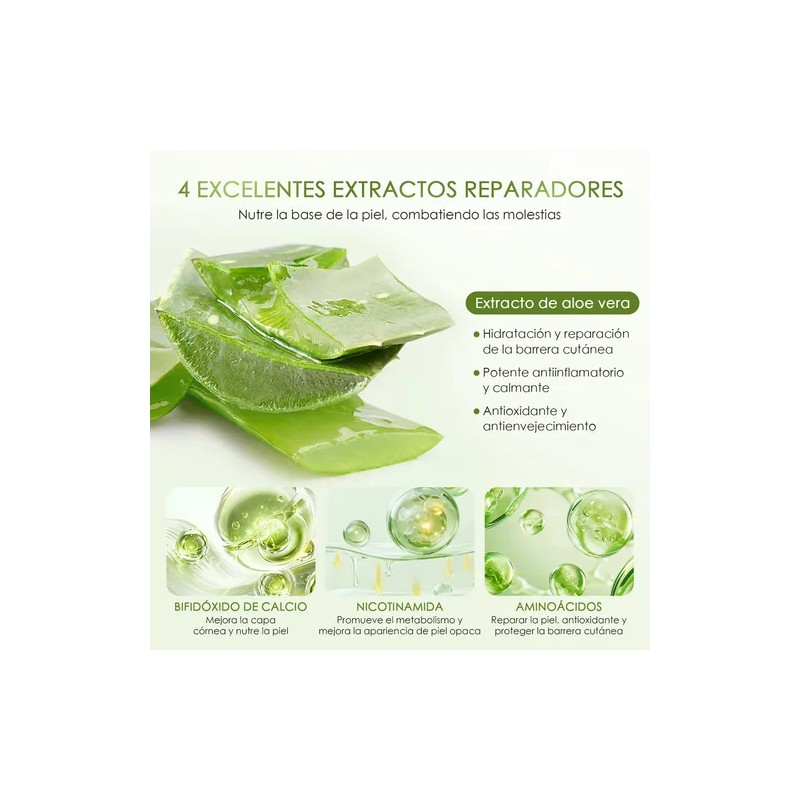 7pcs Mascarilla Facial Aloe Vera Hidratación Reafirmante