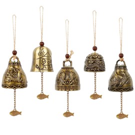 YOUNGSAY Pack of 5 Feng Shui Bells Wind Chimes, Buddhist Metal Wind Chimes, Vintage Buddhist Bells Wind Chimes, Blessing Bells Wind Chimes, Suitable for Family and Gardens (5 Styles)