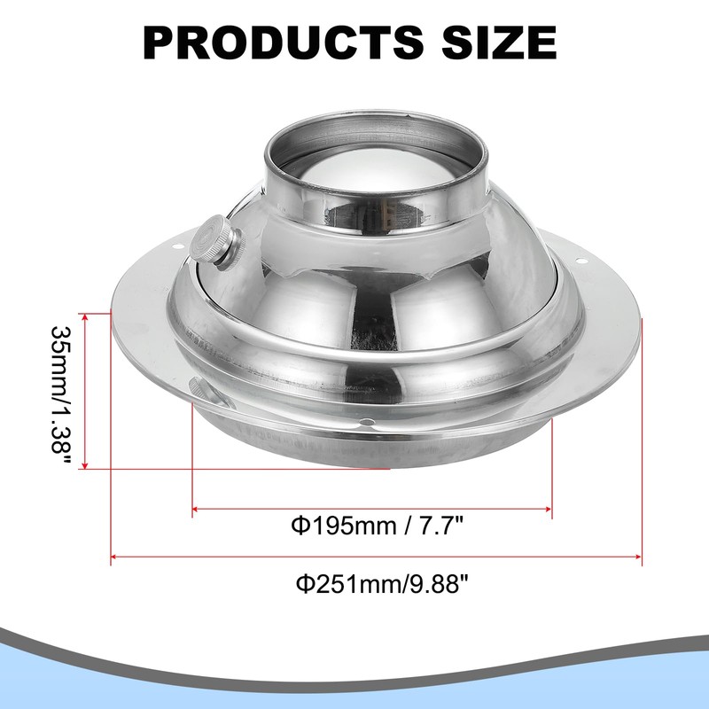 PATIKIL 8 Inch Adjustable Air Vent Stainless Steel Round Soffit