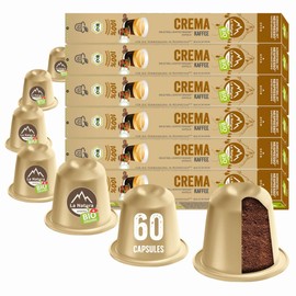 La Natura Lifestyle Organic Coffee Cream, 100% Industrial Compostable² Coffee Capsules, Environmentally Friendly, 60 Coffee Capsules, for Nespresso®³ Capsule Machines