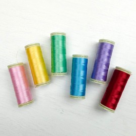 WonderFil Sue Daley Designs Brights Specialty Threads, 6 x 273yd spools 2-Ply 80wt Cottonized Soft Polyester Silk-Like Thread Fine Sewing English Paper Piecing EPP Applique Sewing Stippling Decobob