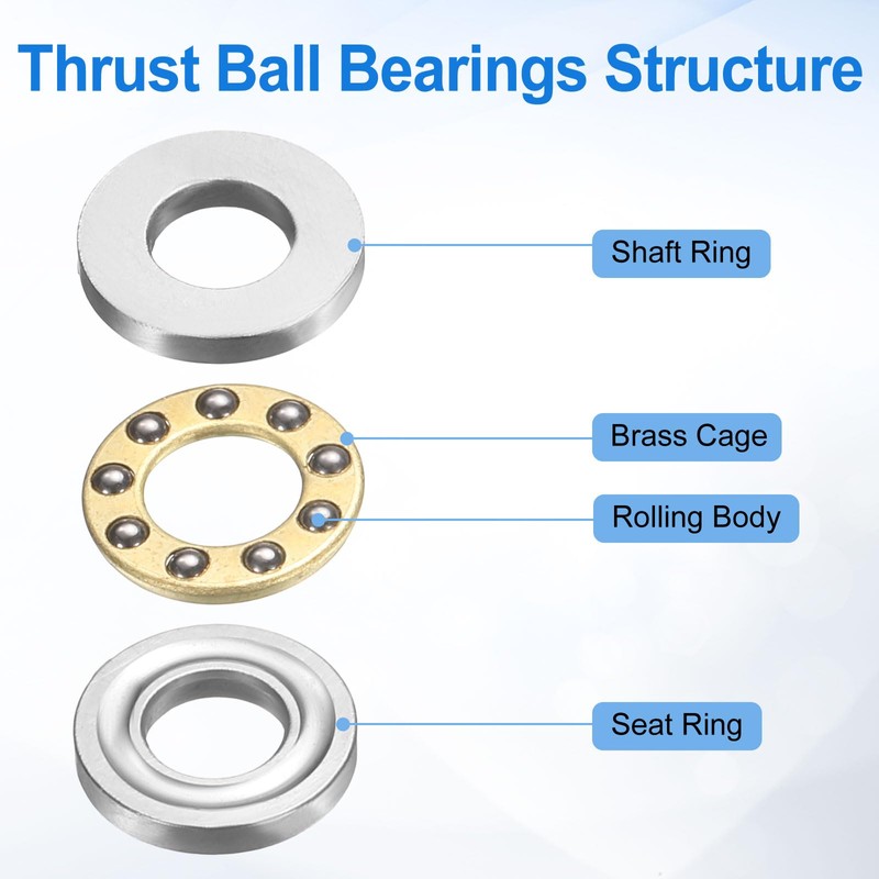 sourcing map 12pcs F4-9M Thrust Ball Bearings, 4mm x 9mm