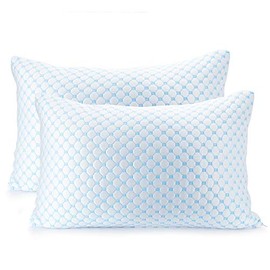 Clara Clark Cooling Pillows for Sleeping - Memory Foam Pillows - Luxury Gel Pillow with Reversible Cover Cool to Velvety - Breathable Bed Pillows for Side Sleepers - Queen - 18 x 26-2 Pack