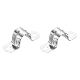 sourcing map 2Pcs Rigid Pipe Straps, 18mm(0.71") 201 Stainless Steel 2 Hole U-Shaped Bracket Tube Hanger Pipe Clamps for Fixing Pipe Cable