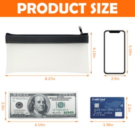 VEGCOO Multi-Purpose Cash Organiser Money Envelopes, 6 Pcs, Clear with Zipper