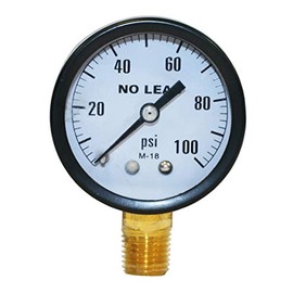 Merrill MFG PGNL100 0-100 PSI Low Pressure Guage, 2.5" Dial Size, 1/4" NPT Lower Mount, Steel Casing, for Water Pump, Pneumatic Air, Well, RV Hose, Pressure Test