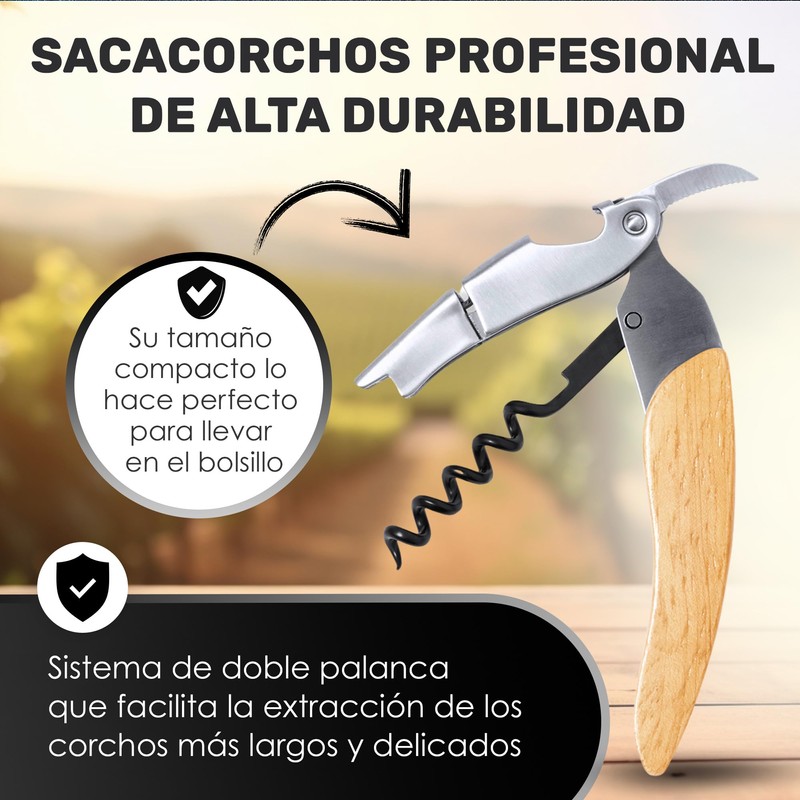 Iroko Professional Robust Elegant Stainless Steel Corkscrew with Wooden Handle