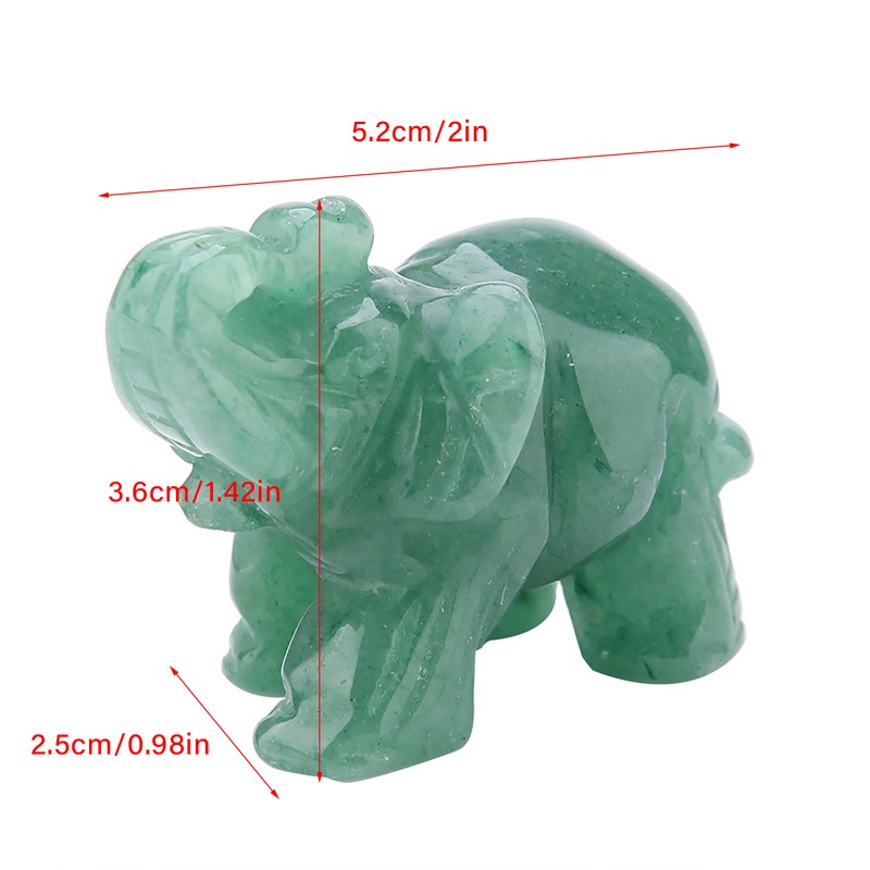2inch Natural Jade Carved Elephant Crystal Figurine Home Decoration Furnishing